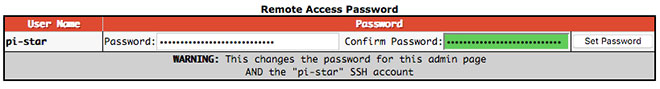 Remote Access Password configuration Remote Access Password configuration